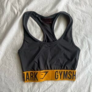 Gymshark Dark Gray sports bra yellow